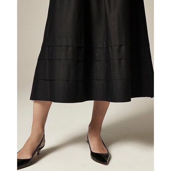 J. Crew Black Drop Waist Mixy Midi Dress A-Line Cotton Size L Romantic Classic - Picture 12 of 12